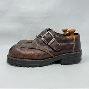 Bed Stu Brown Leather Chunky Buckle Shoes